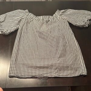 Soprano Black and White Checkered Off-Shoulder Top